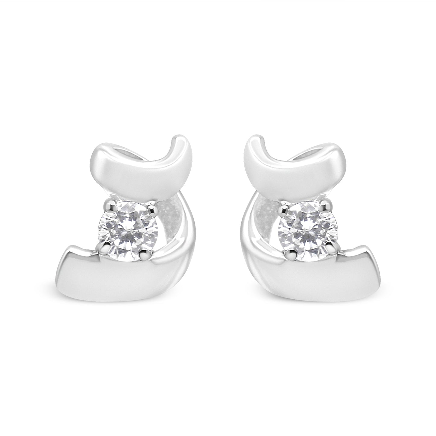 .925 Sterling Silver Round Cut Diamond Fashion Stud Earrings (0.10 cttw, I-J Color, I2-I3 Clarity) Bids.com