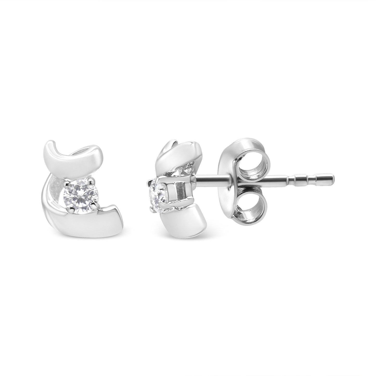 .925 Sterling Silver Round Cut Diamond Fashion Stud Earrings (0.10 cttw, I-J Color, I2-I3 Clarity) Bids.com