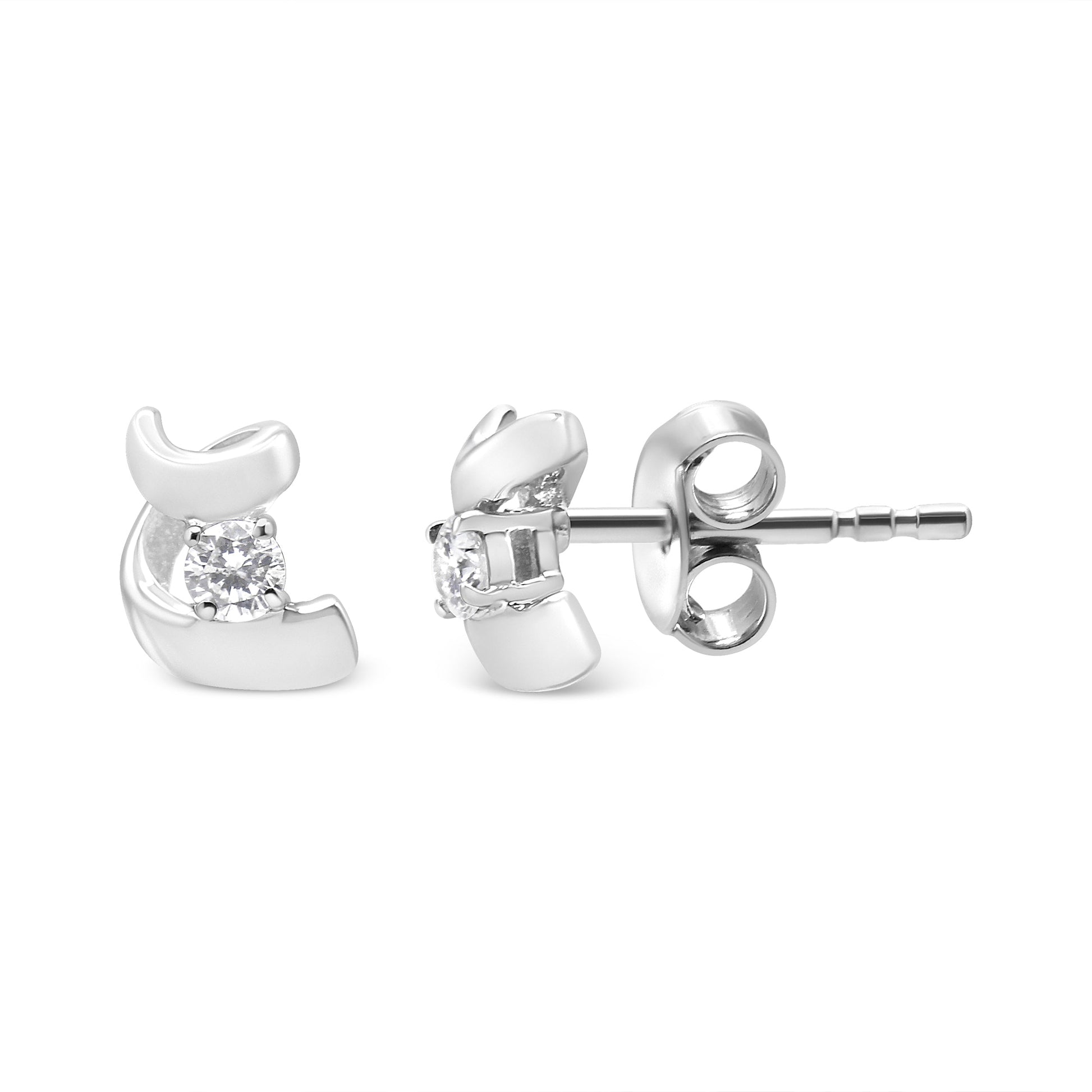.925 Sterling Silver Round Cut Diamond Fashion Stud Earrings (0.10 cttw, I-J Color, I2-I3 Clarity) Bids.com
