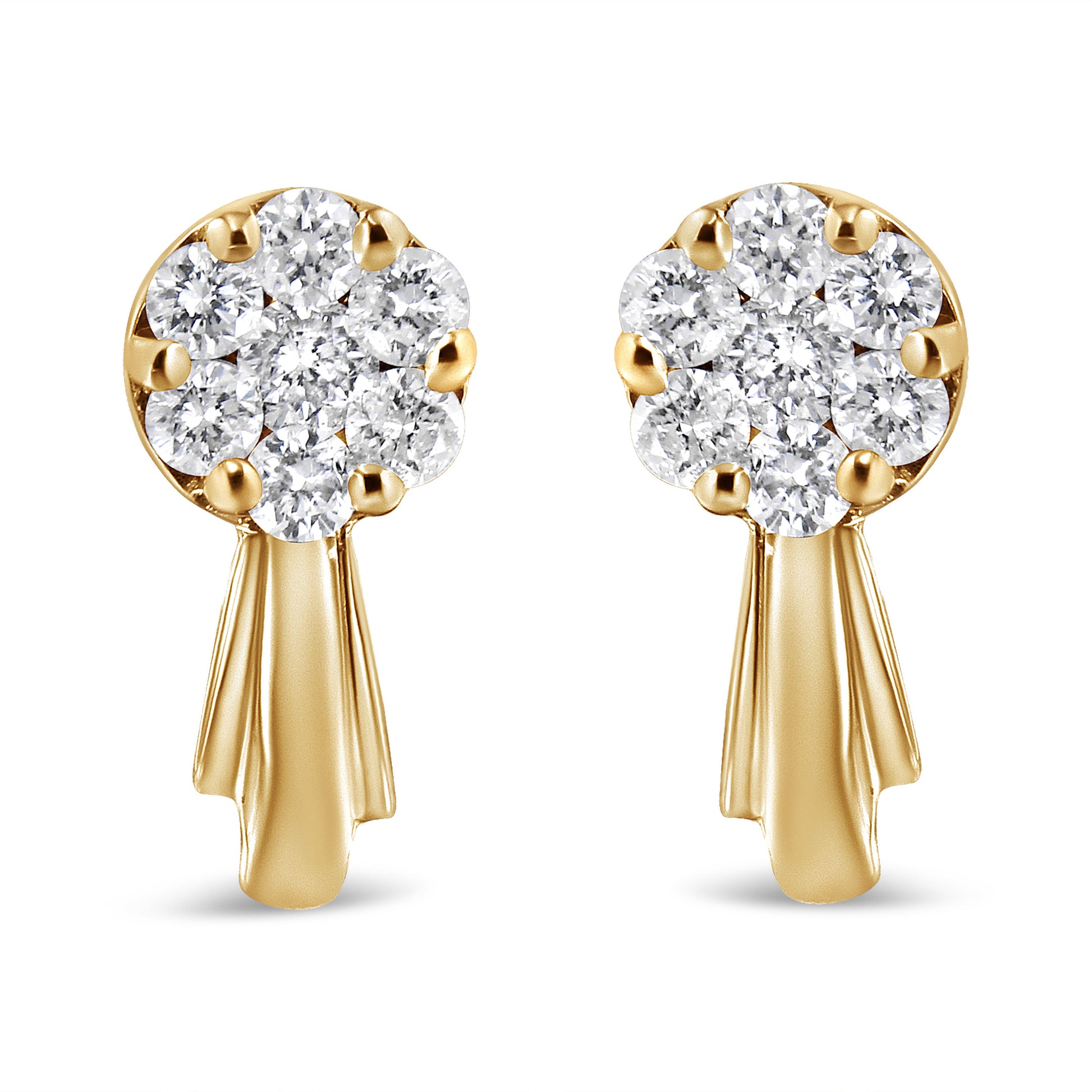 14K White Gold 3/4 Cttw Diamond Floral Cluster Drop and Dangle Stud Earrings (H-I Color, I1-I2 Clarity) Bids.com