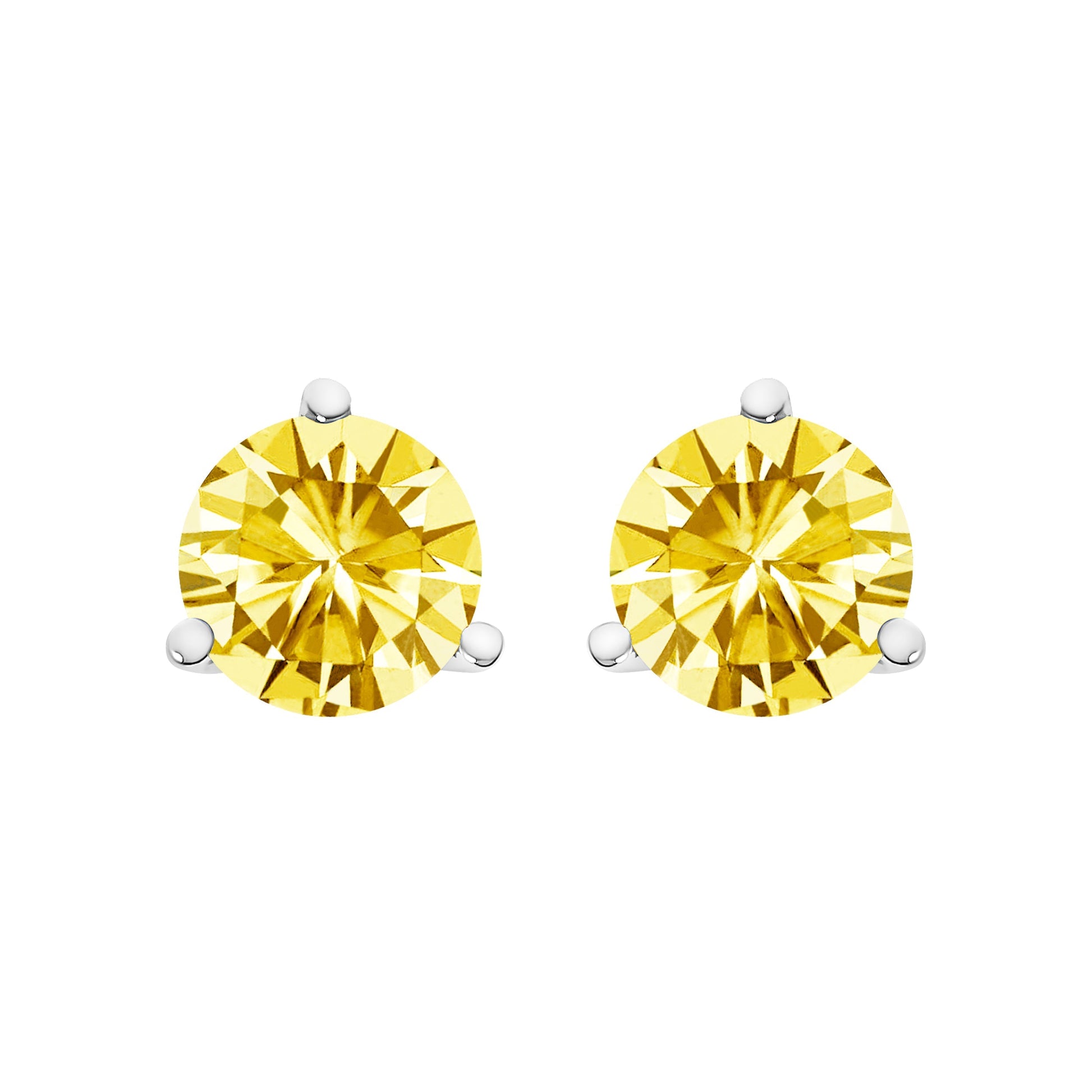 14K White Gold 3-Prong Martini Set 1.0 Cttw Yellow Lab Grown Diamond Solitaire Stud Earrings Bids.com