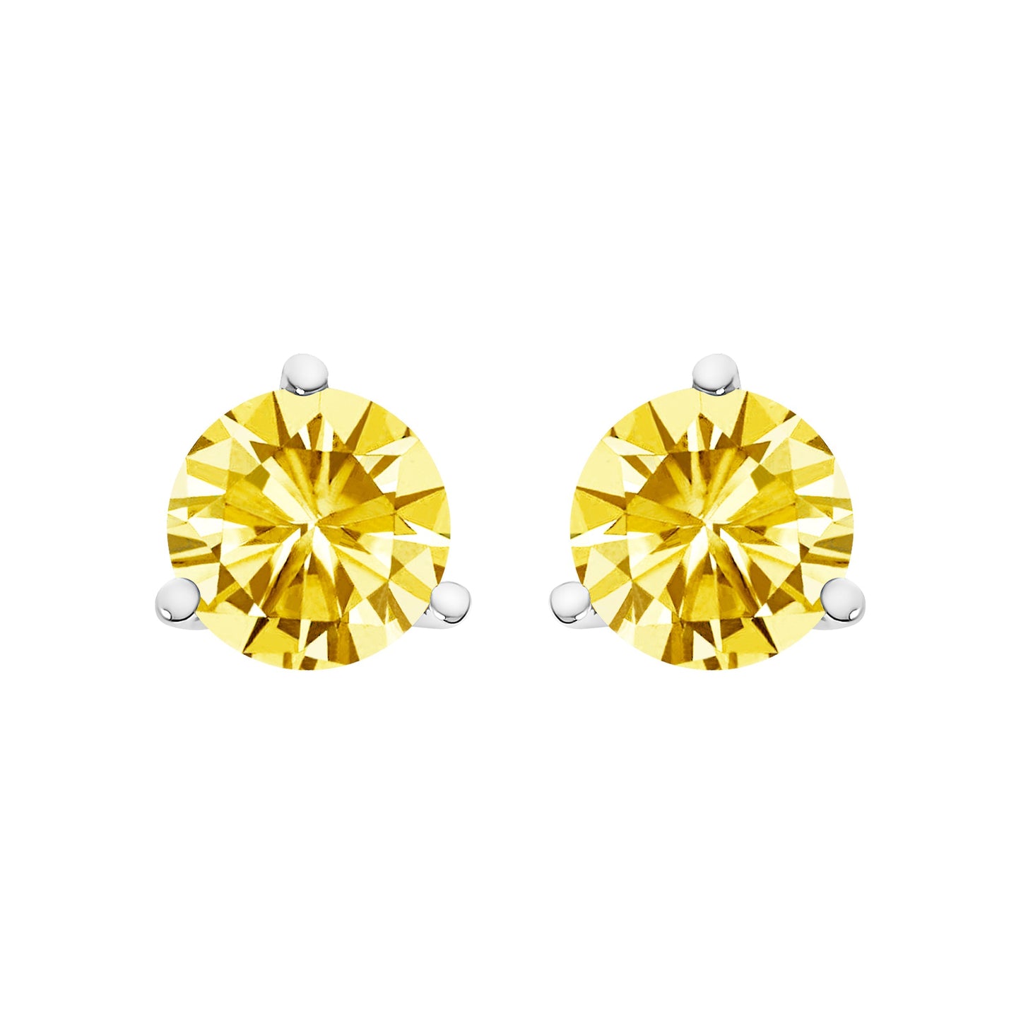 14K White Gold 3-Prong Martini Set 1.0 Cttw Yellow Lab Grown Diamond Solitaire Stud Earrings Bids.com