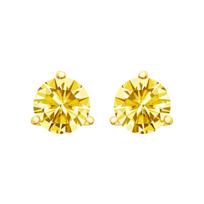 14K White Gold 3-Prong Martini Set 1.0 Cttw Yellow Lab Grown Diamond Solitaire Stud Earrings Bids.com