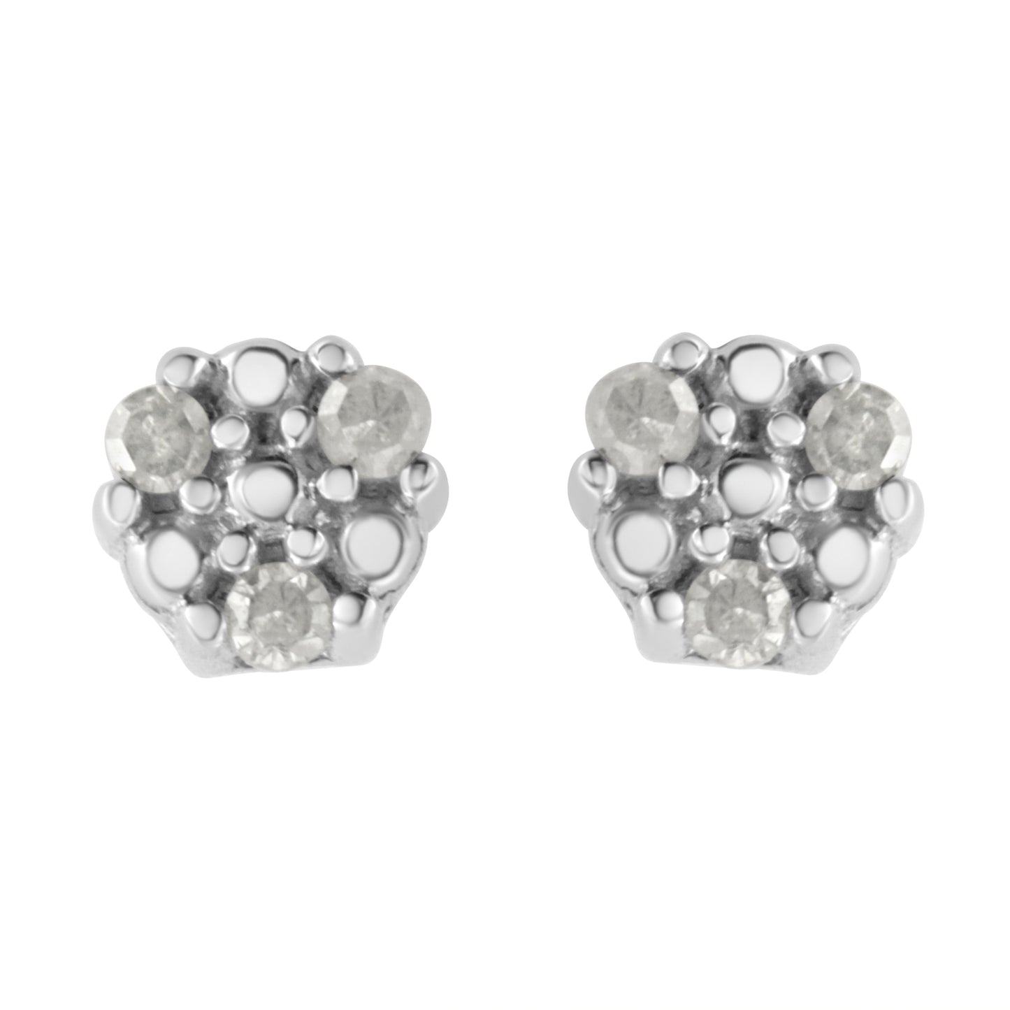 .925 Sterling Silver 1/10 cttw Prong Set Round-Cut Trio Diamond Stud Earrings (I-J Color, I3 Clarity) Bids.com