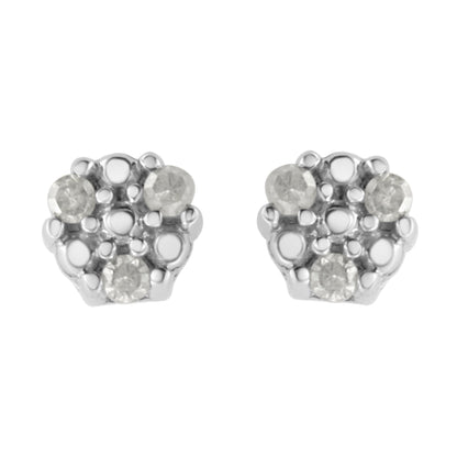 .925 Sterling Silver 1/10 cttw Prong Set Round-Cut Trio Diamond Stud Earrings (I-J Color, I3 Clarity) Bids.com
