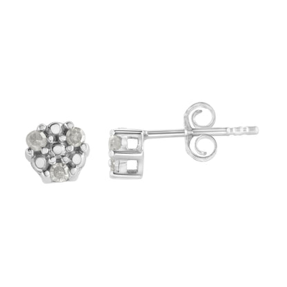 .925 Sterling Silver 1/10 cttw Prong Set Round-Cut Trio Diamond Stud Earrings (I-J Color, I3 Clarity) Bids.com