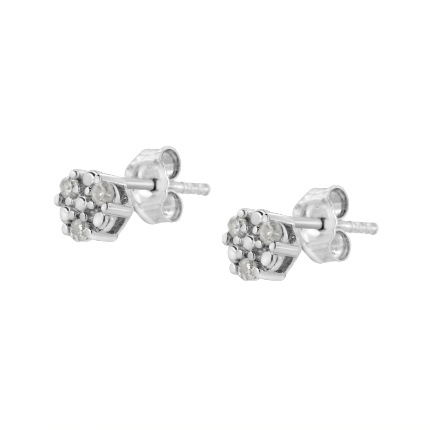 .925 Sterling Silver 1/10 cttw Prong Set Round-Cut Trio Diamond Stud Earrings (I-J Color, I3 Clarity) Bids.com
