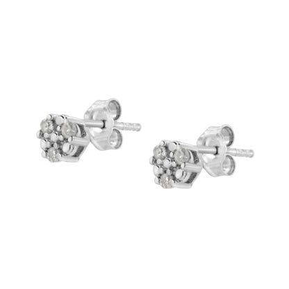 .925 Sterling Silver 1/10 cttw Prong Set Round-Cut Trio Diamond Stud Earrings (I-J Color, I3 Clarity) Bids.com