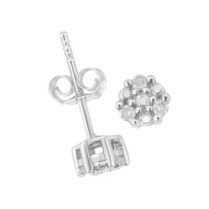 .925 Sterling Silver 1/10 cttw Prong Set Round-Cut Trio Diamond Stud Earrings (I-J Color, I3 Clarity) Bids.com