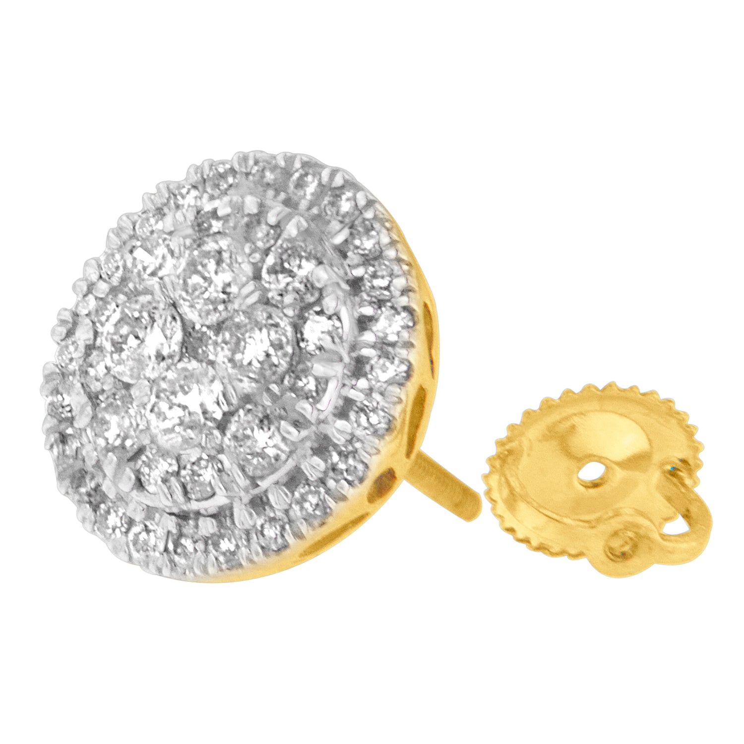 10K Yellow Gold Round Cut Diamond Earrings (1.5 cttw, H-I Color, I2-I3 Clarity) Bids.com