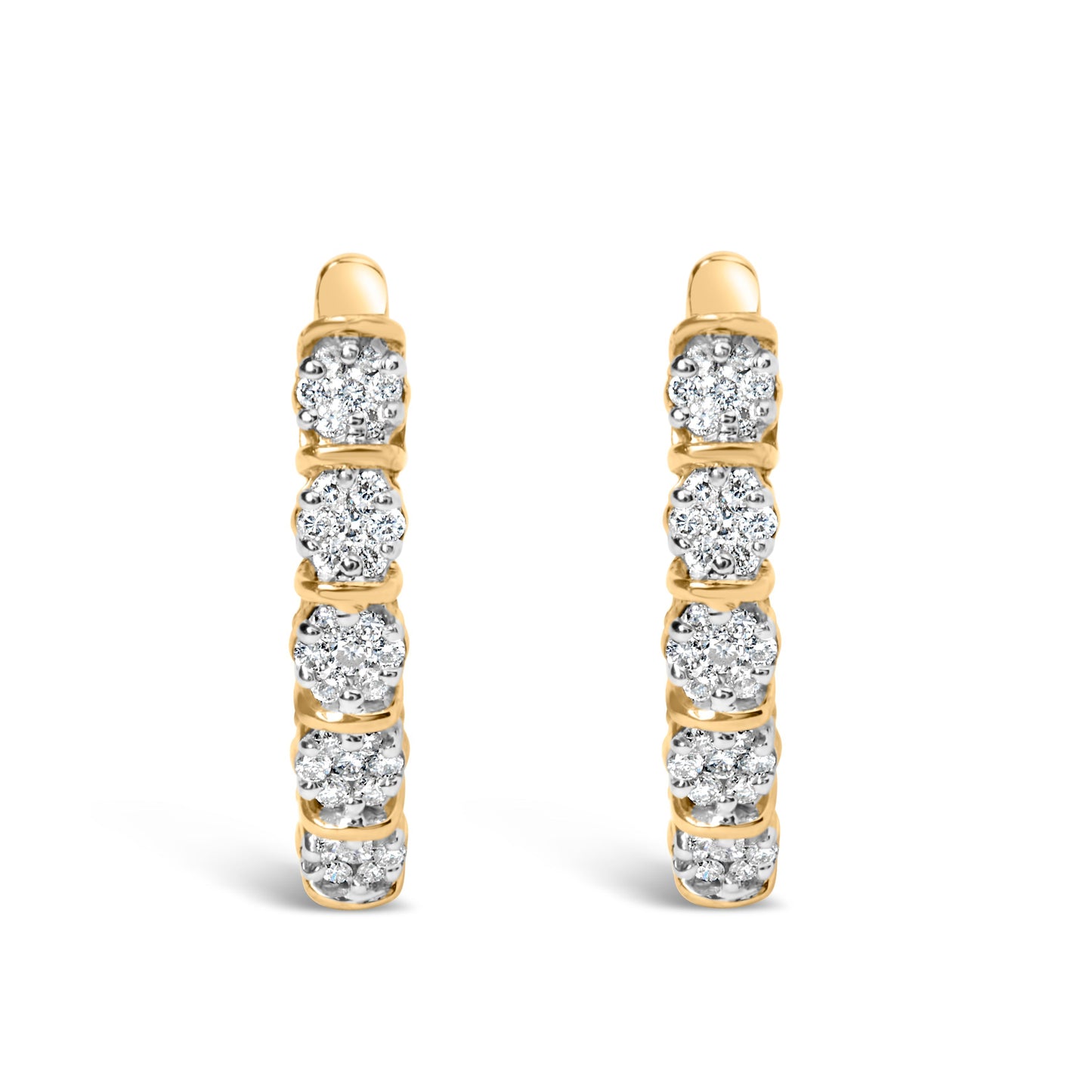 14k Yellow Gold 1/2 Cttw Diamond Cluster Hoop Earrings (H-I Color, SI2-I1 Clarity) Bids.com