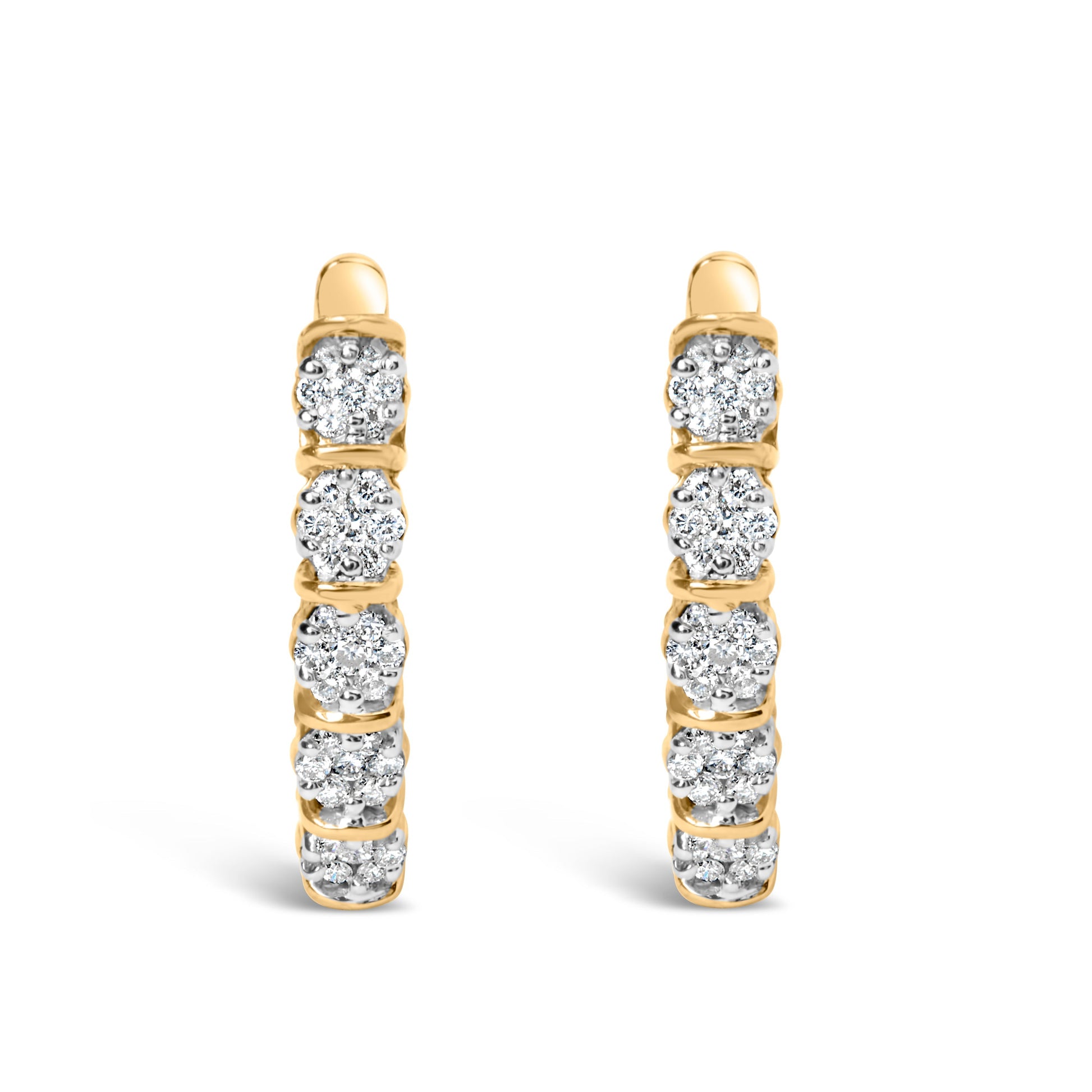 14k Yellow Gold 1/2 Cttw Diamond Cluster Hoop Earrings (H-I Color, SI2-I1 Clarity) Bids.com