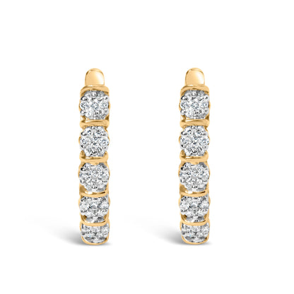 14k Yellow Gold 1/2 Cttw Diamond Cluster Hoop Earrings (H-I Color, SI2-I1 Clarity) Bids.com