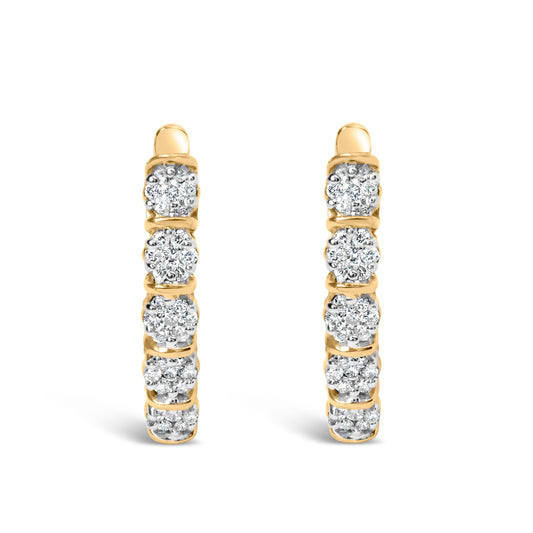 14k Yellow Gold 1/2 Cttw Diamond Cluster Hoop Earrings (H-I Color, SI2-I1 Clarity) Bids.com