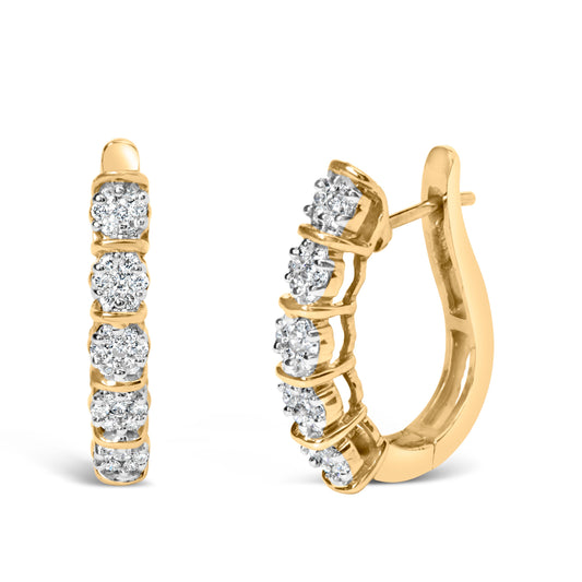 14k Yellow Gold 1/2 Cttw Diamond Cluster Hoop Earrings (H-I Color, SI2-I1 Clarity) Bids.com