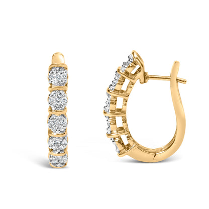 14k Yellow Gold 1/2 Cttw Diamond Cluster Hoop Earrings (H-I Color, SI2-I1 Clarity) Bids.com