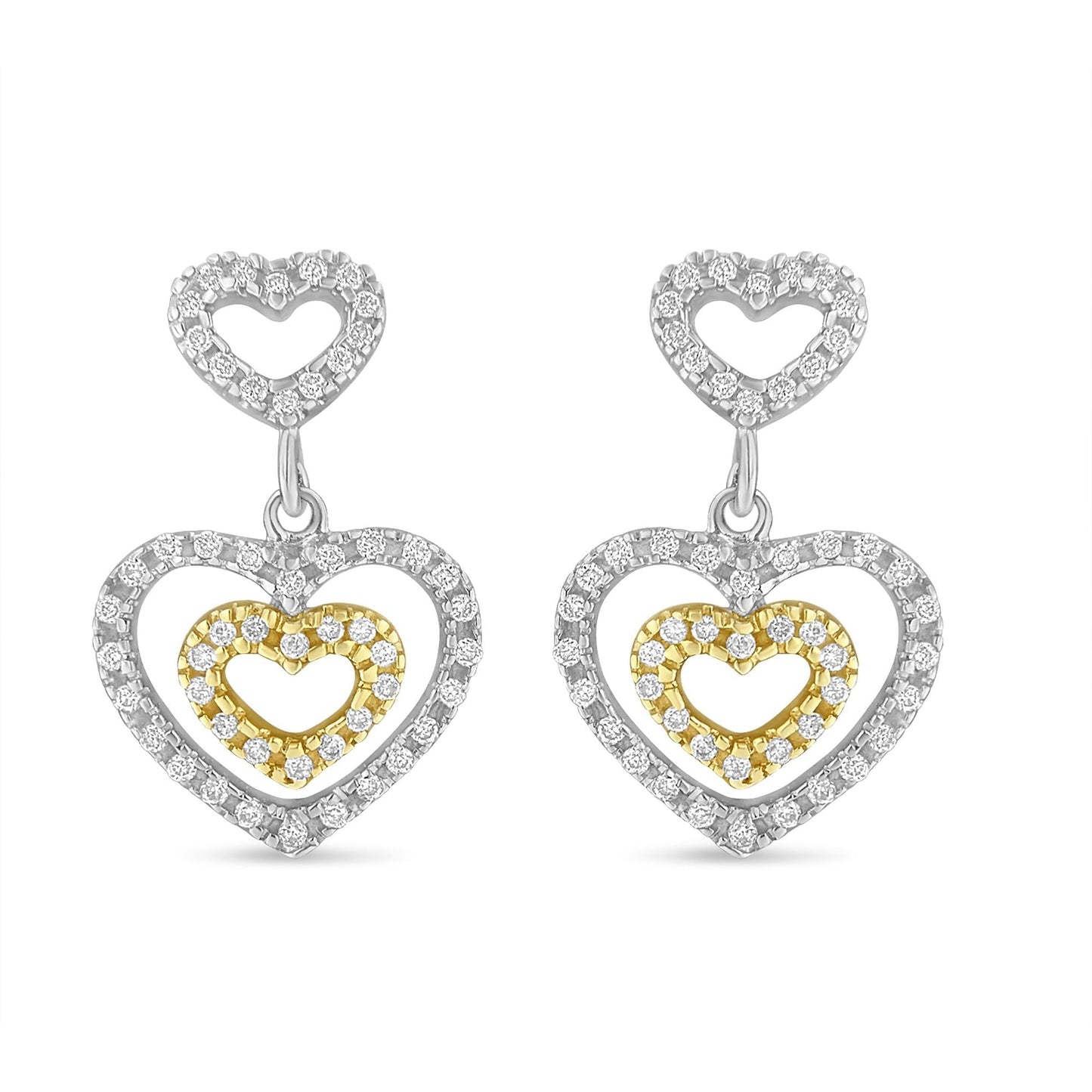 14K Two Toned 1/2 cttw Round Cut Diamond Earrings (H-I, SI1-SI2) Bids.com