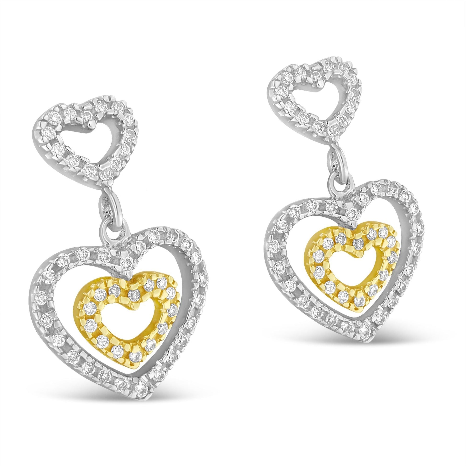 14K Two Toned 1/2 cttw Round Cut Diamond Earrings (H-I, SI1-SI2) Bids.com