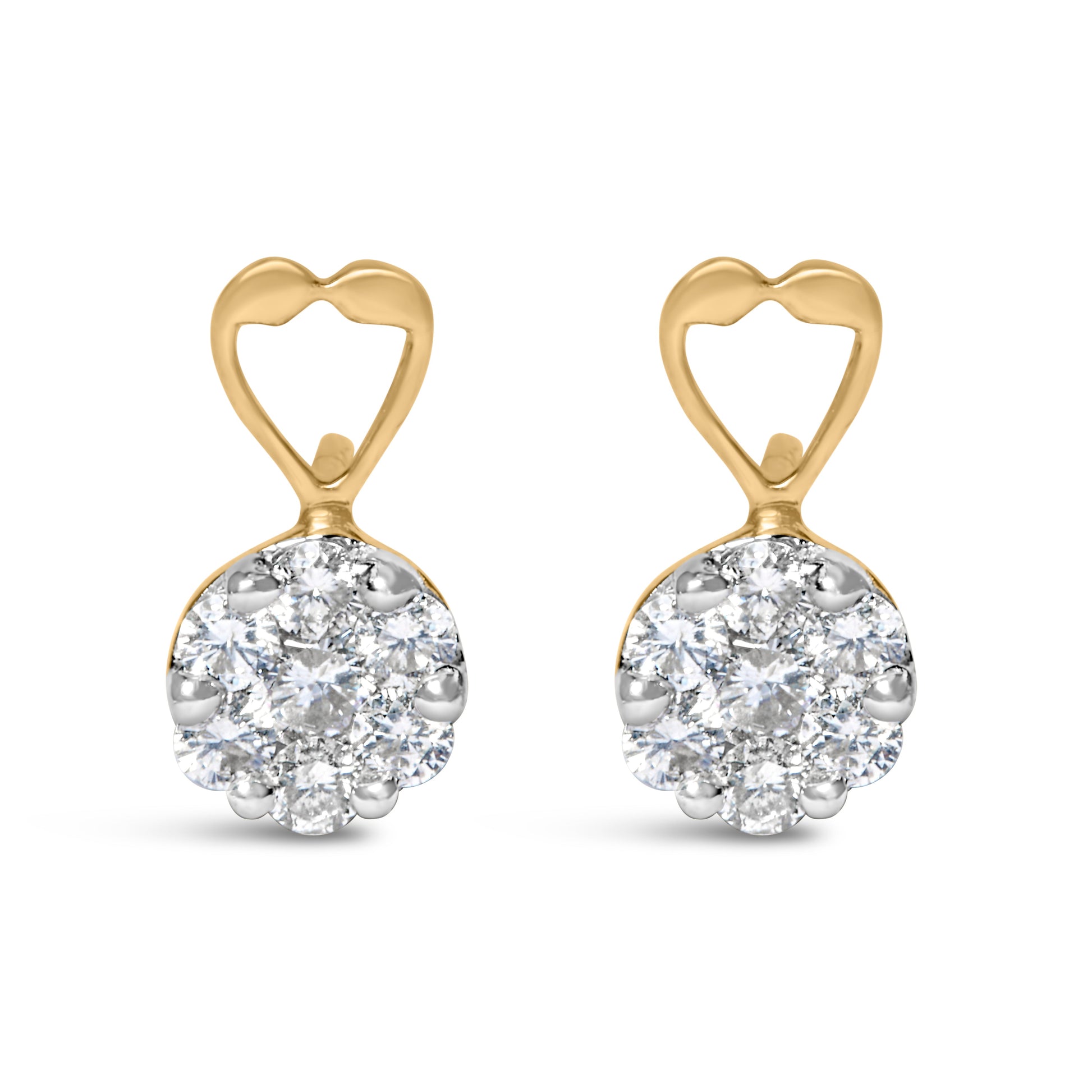 14K Yellow Gold 1ct. TDW Round-cut Diamond Earrings (I-J,SI2-I1) Bids.com