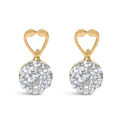 14K Yellow Gold 1ct. TDW Round-cut Diamond Earrings (I-J,SI2-I1) Bids.com