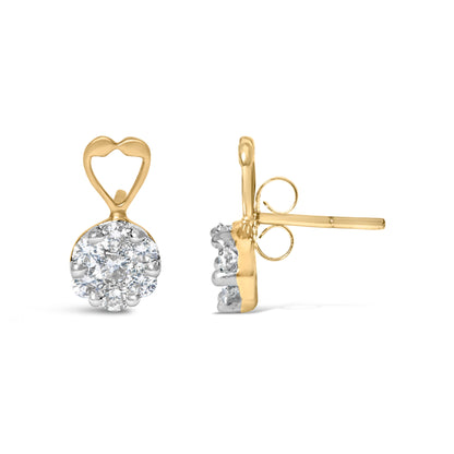14K Yellow Gold 1ct. TDW Round-cut Diamond Earrings (I-J,SI2-I1) Bids.com