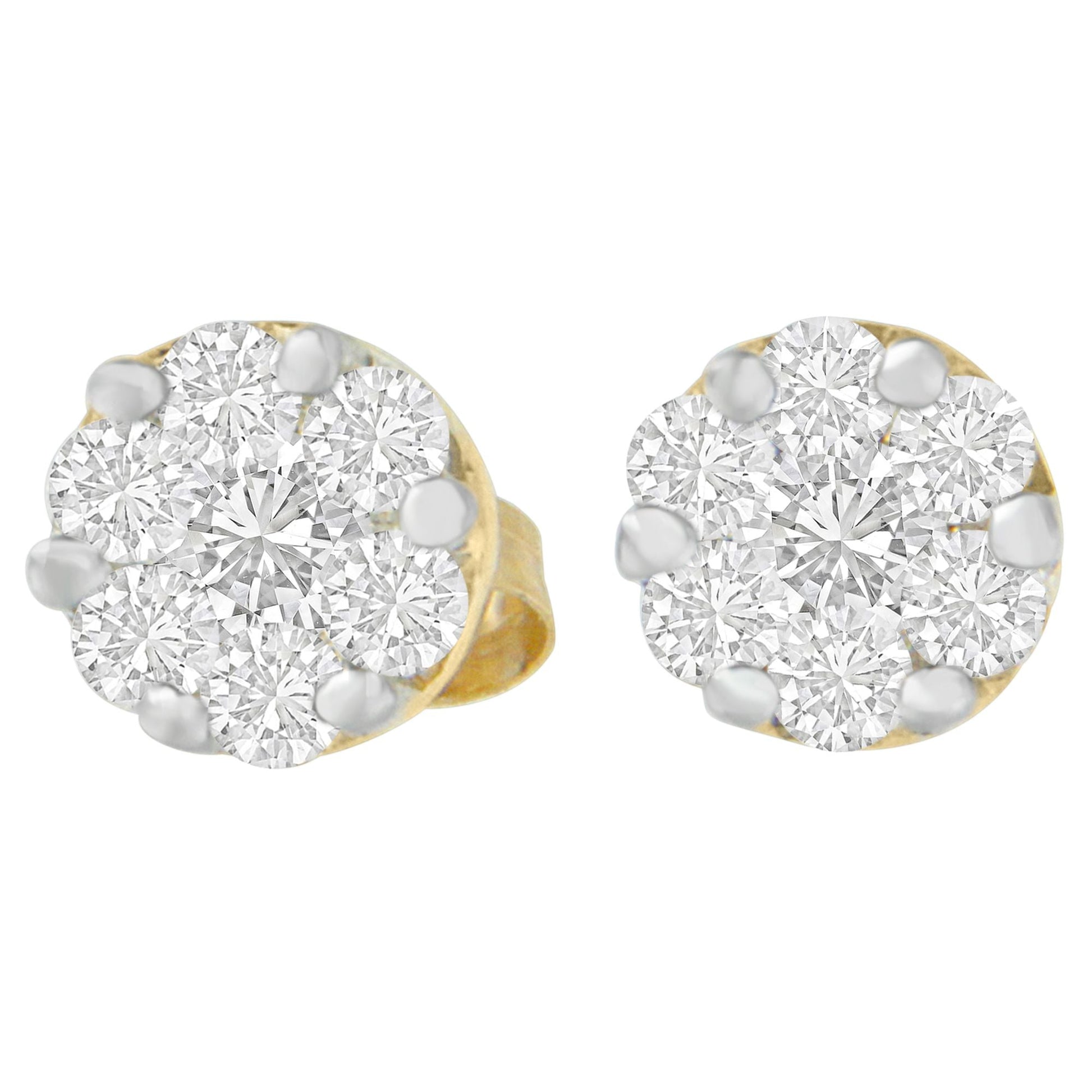 14K Yellow Gold 3/4 cttw Round Cut Diamond Stud Earring (I-J, SI2-I1) Bids.com