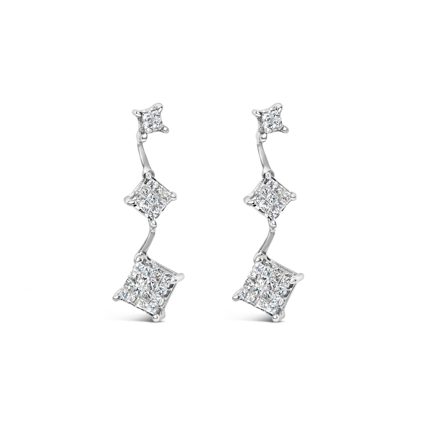 14K White Gold 1 cttw Princess Cut Diamond Earrings (G-H, VS1-VS2) Bids.com
