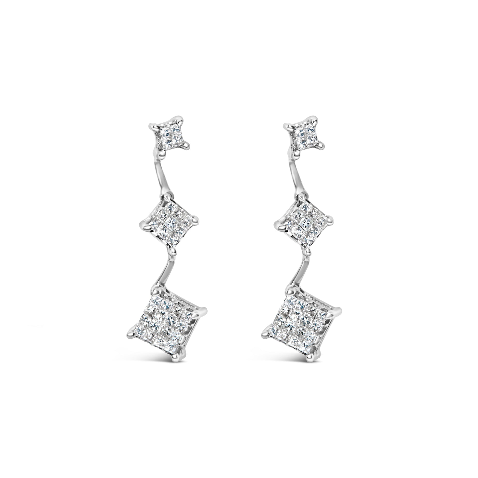 14K White Gold 1 cttw Princess Cut Diamond Earrings (G-H, VS1-VS2) Bids.com