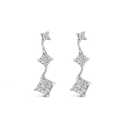 14K White Gold 1 cttw Princess Cut Diamond Earrings (G-H, VS1-VS2) Bids.com