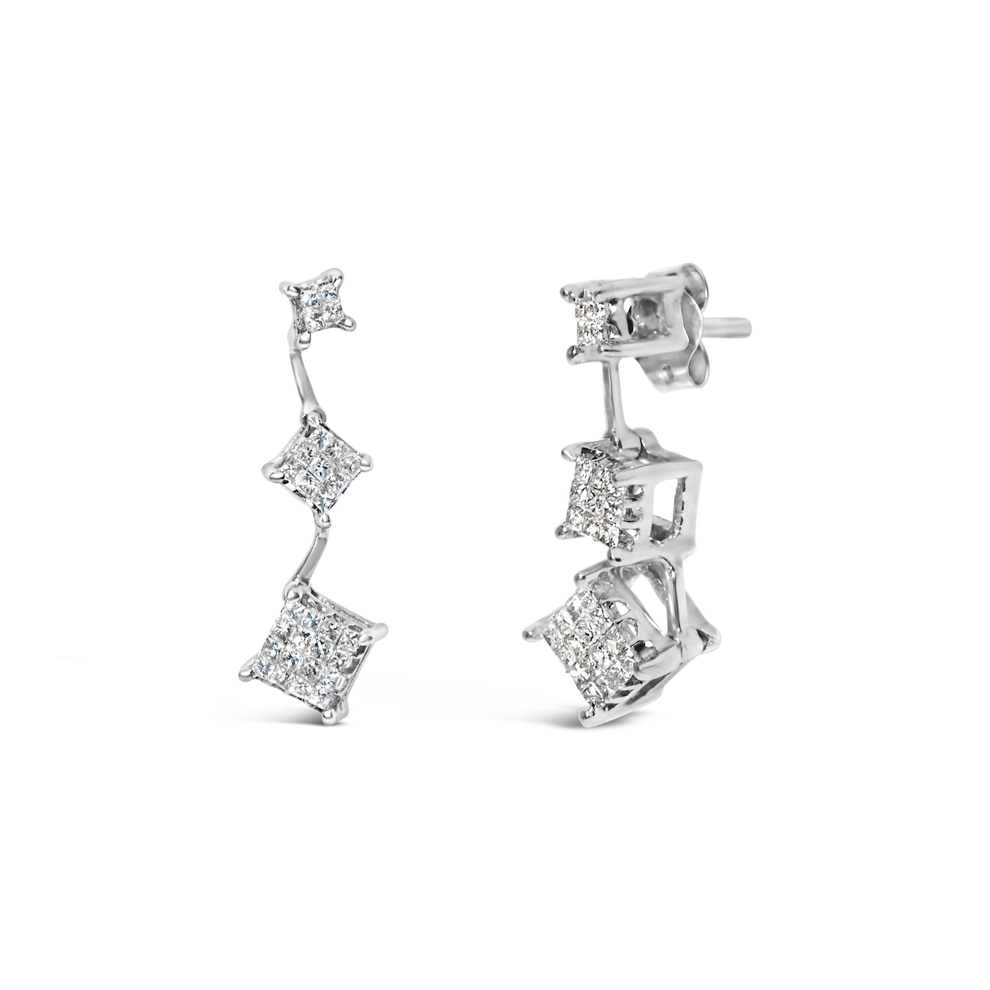 14K White Gold 1 cttw Princess Cut Diamond Earrings (G-H, VS1-VS2) Bids.com