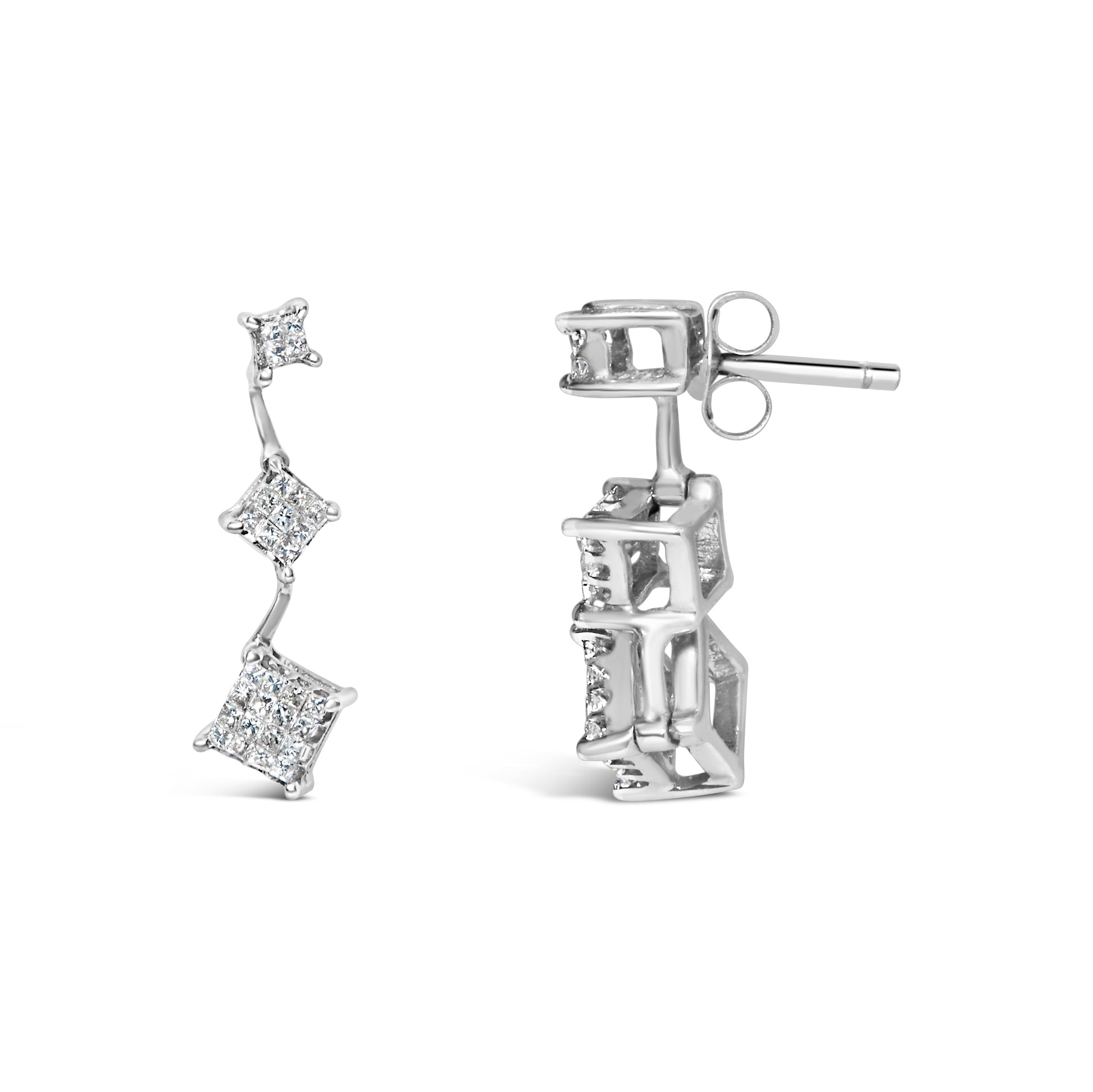14K White Gold 1 cttw Princess Cut Diamond Earrings (G-H, VS1-VS2) Bids.com