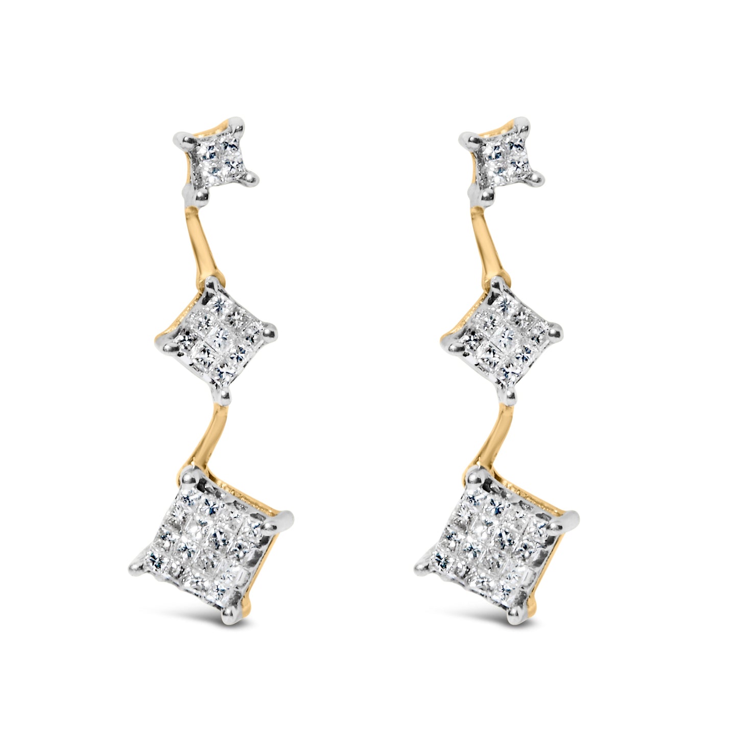 14K Yellow Gold 1 cttw Princess Cut Diamond Earrings (H-I, SI1-SI2) Bids.com