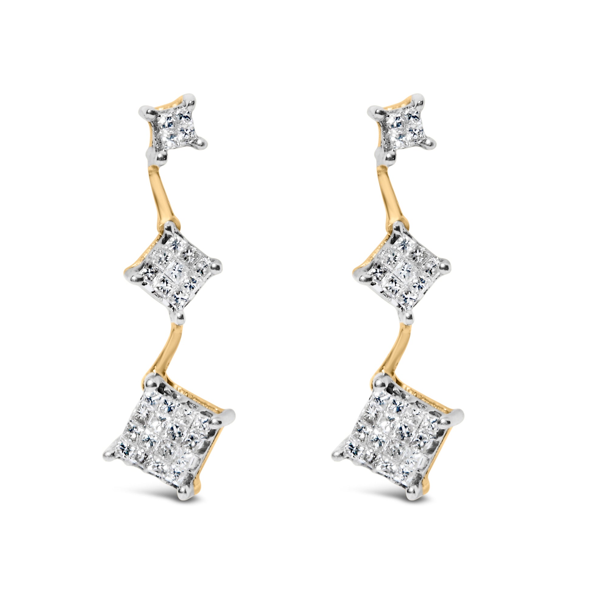 14K Yellow Gold 1 cttw Princess Cut Diamond Earrings (H-I, SI1-SI2) Bids.com