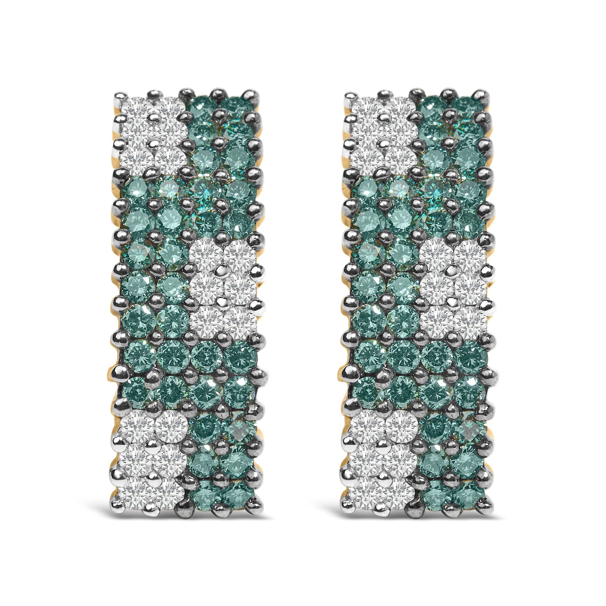 14K Yellow Gold 2 cttw White and Treated Blue Diamond Earrings (H-I, SI1-SI2) Bids.com