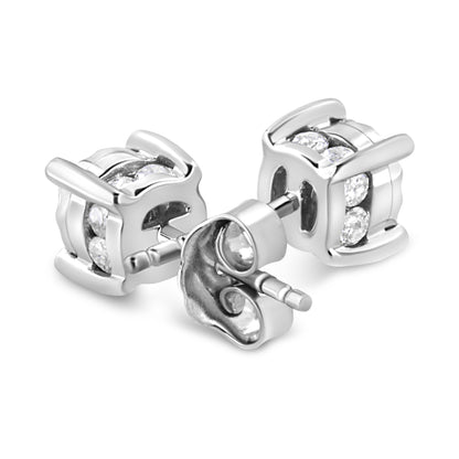 .925 Sterling Silver 1.0 Cttw Round Brilliant-Cut Diamond Miracle-Set Solitaire Stud Earrings (H-I Color, I2-I3 Clarity) Bids.com