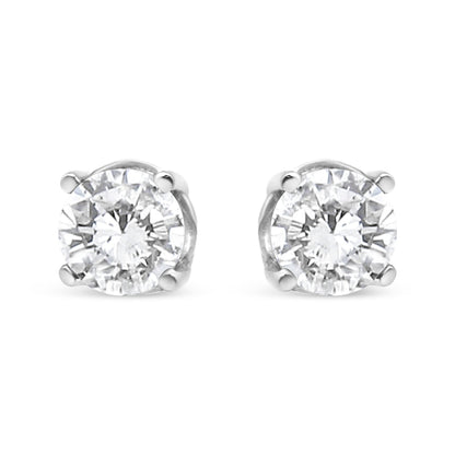 14K White Gold 3/4 Cttw Lab Grown Diamond 4-Prong Classic Stud Earrings (F-G Color, VS2-SI1 Clarity) Bids.com