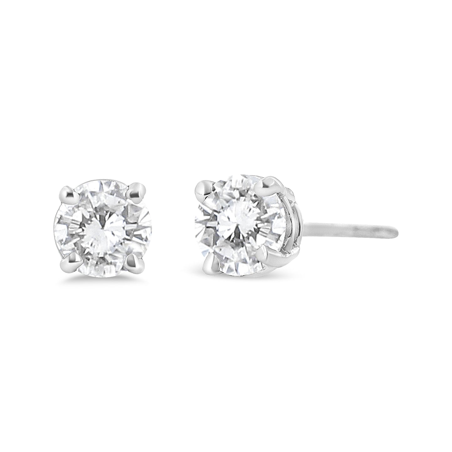 14K White Gold 3/4 Cttw Lab Grown Diamond 4-Prong Classic Stud Earrings (F-G Color, VS2-SI1 Clarity) Bids.com