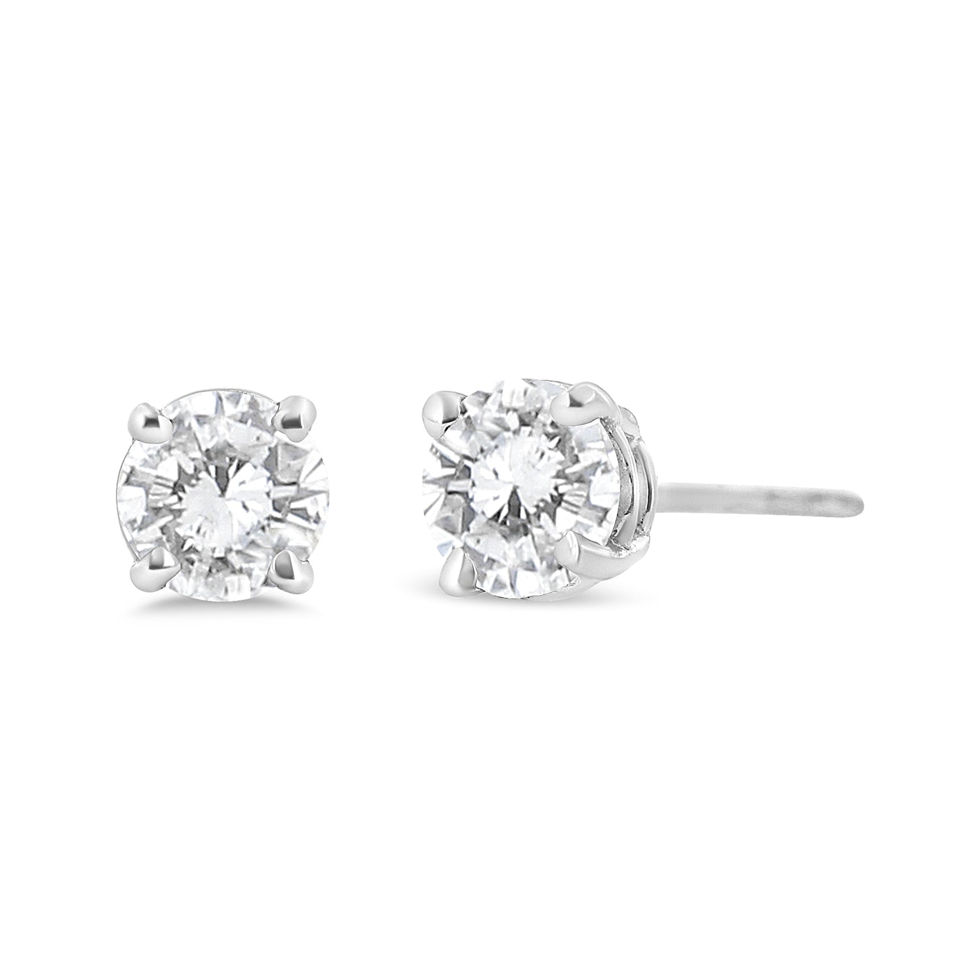 14K White Gold 3/4 Cttw Lab Grown Diamond 4-Prong Classic Stud Earrings (F-G Color, VS2-SI1 Clarity) Bids.com