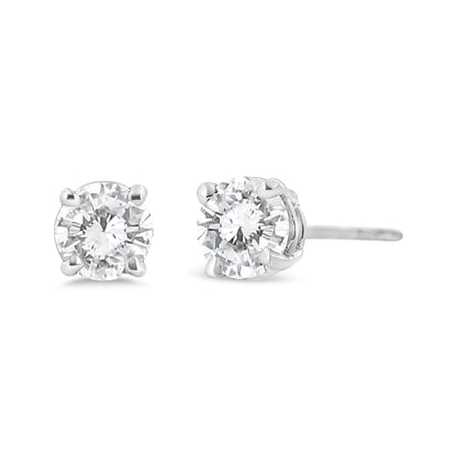 14K White Gold 3/4 Cttw Lab Grown Diamond 4-Prong Classic Stud Earrings (F-G Color, VS2-SI1 Clarity) Bids.com