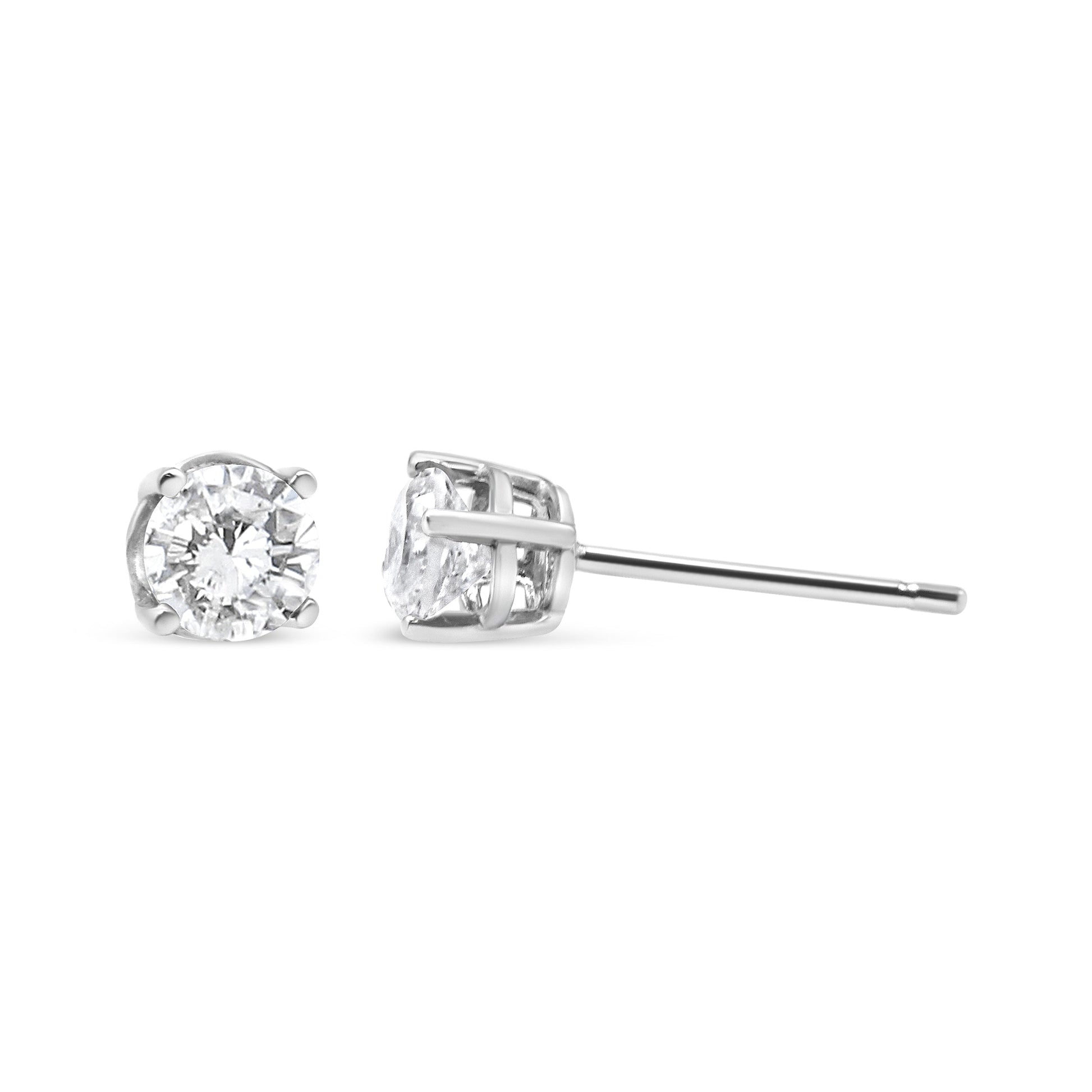 14K White Gold 3/4 Cttw Lab Grown Diamond 4-Prong Classic Stud Earrings (F-G Color, VS2-SI1 Clarity) Bids.com