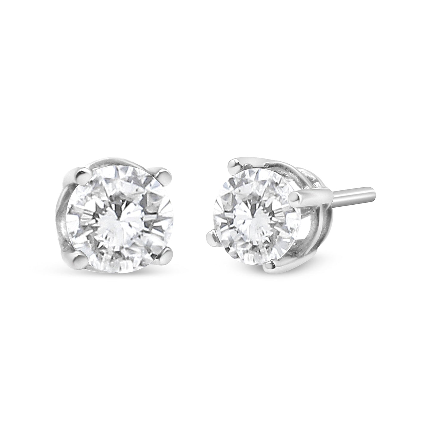 14K White Gold 3/4 Cttw Lab Grown Diamond 4-Prong Classic Stud Earrings (F-G Color, VS2-SI1 Clarity) Bids.com