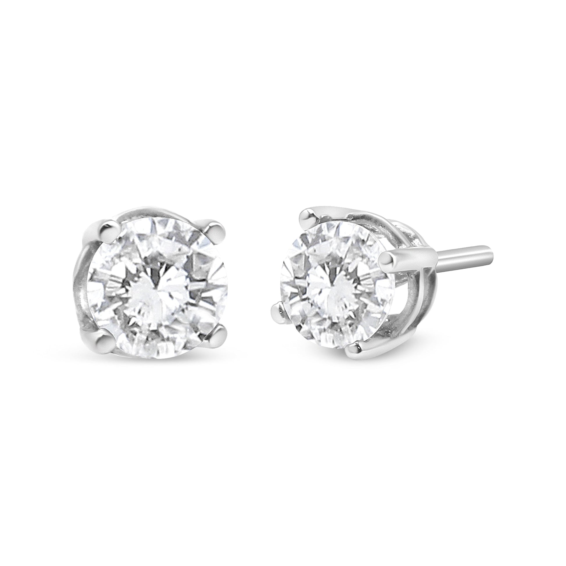14K White Gold 3/4 Cttw Lab Grown Diamond 4-Prong Classic Stud Earrings (F-G Color, VS2-SI1 Clarity) Bids.com