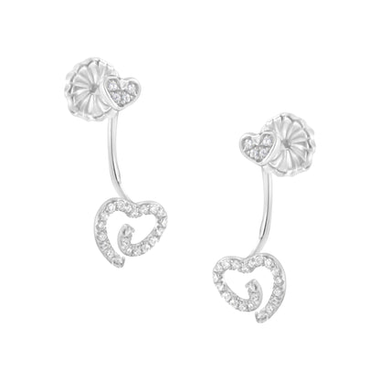.925 Sterling Silver 1/4 Cttw Diamond Swirl Heart Front/Back Earrings (I-J Color, I2-I3 Clarity) Bids.com