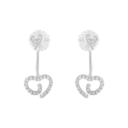 .925 Sterling Silver 1/4 Cttw Diamond Swirl Heart Front/Back Earrings (I-J Color, I2-I3 Clarity) Bids.com