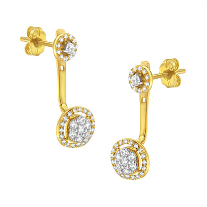 14K Yellow Gold Plated .925 Sterling Silver 5/8 Cttw Diamond Removable Stud and Dangle Earrings (I-J Color, I2-I3) Bids.com