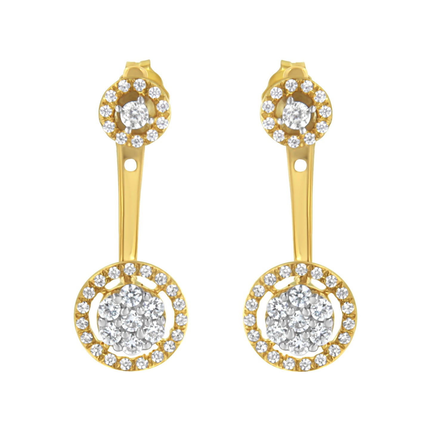 14K Yellow Gold Plated .925 Sterling Silver 5/8 Cttw Diamond Removable Stud and Dangle Earrings (I-J Color, I2-I3) Bids.com
