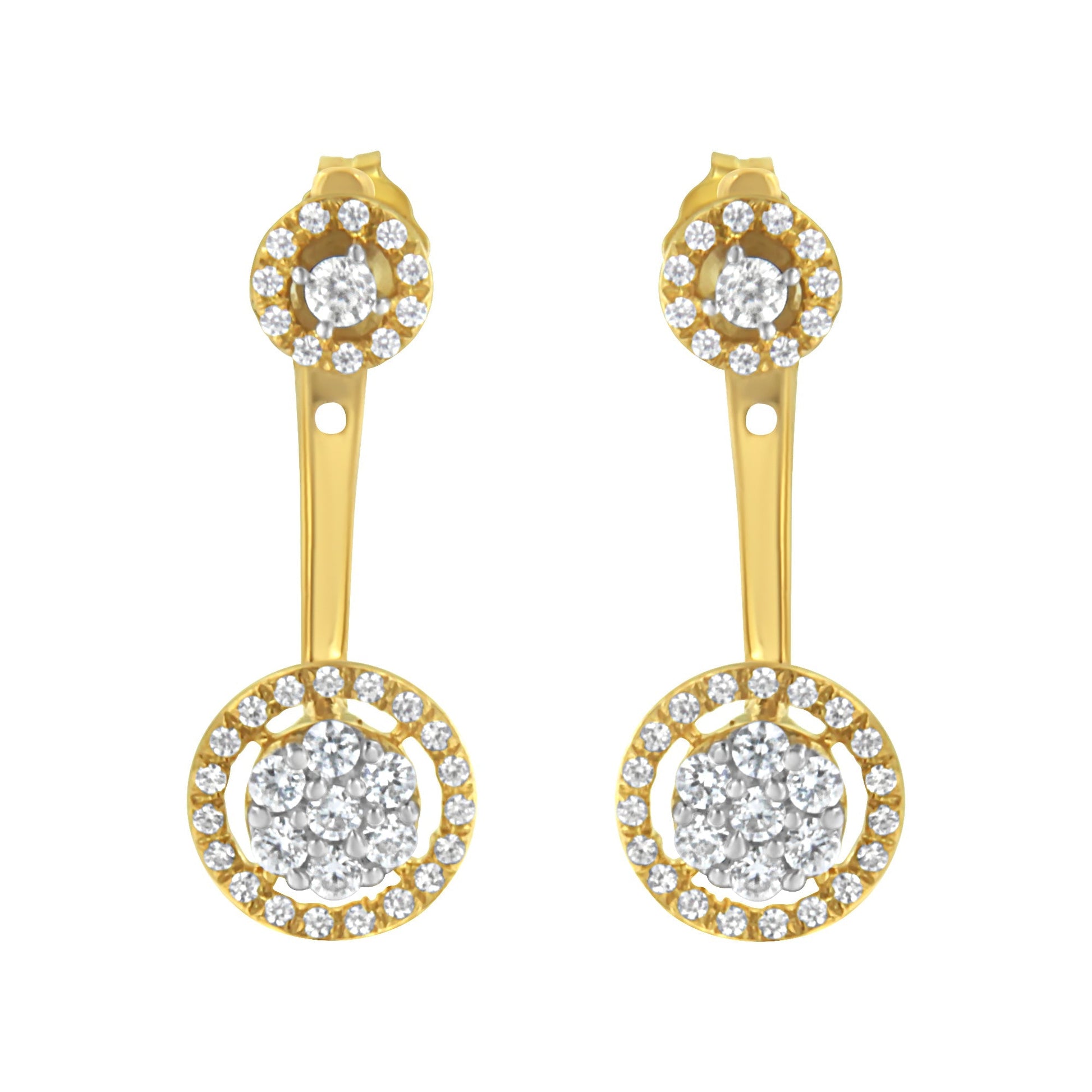 14K Yellow Gold Plated .925 Sterling Silver 5/8 Cttw Diamond Removable Stud and Dangle Earrings (I-J Color, I2-I3) Bids.com