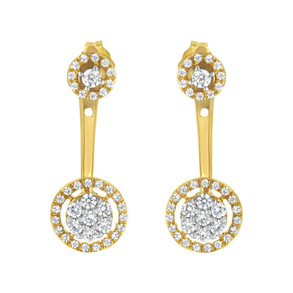 14K Yellow Gold Plated .925 Sterling Silver 5/8 Cttw Diamond Removable Stud and Dangle Earrings (I-J Color, I2-I3) Bids.com