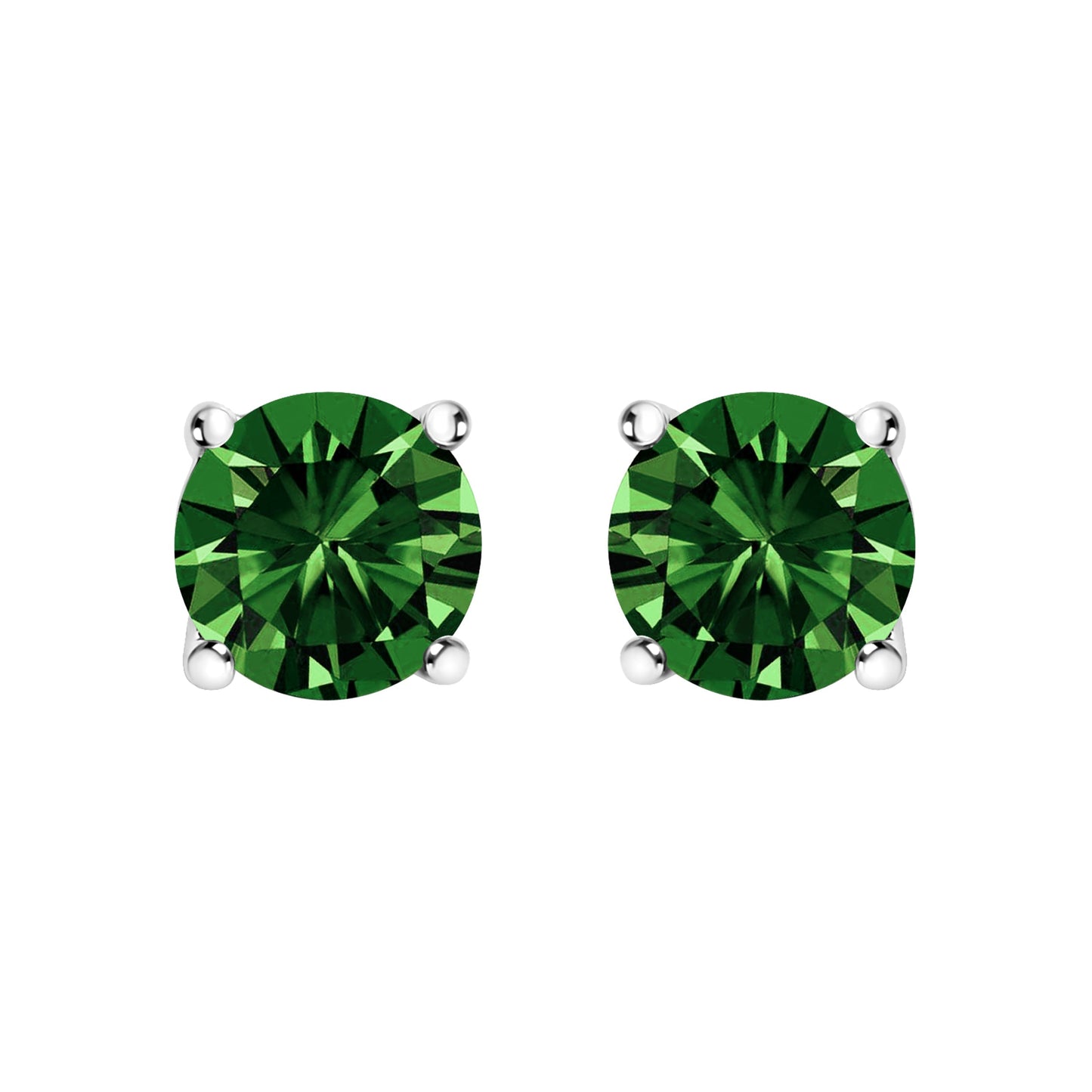 14K White Gold 1.0 Cttw Lab Grown Green Diamond Classic Solitaire Stud Earrings Bids.com