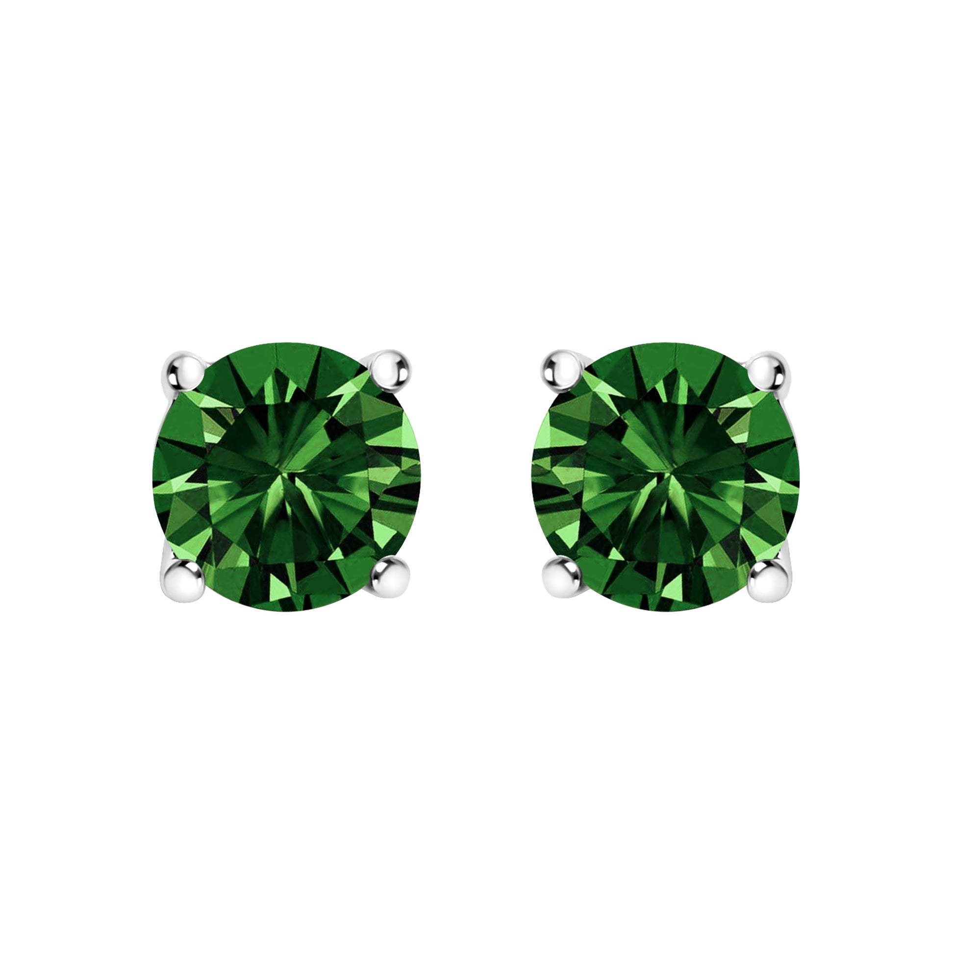 14K White Gold 1.0 Cttw Lab Grown Green Diamond Classic Solitaire Stud Earrings Bids.com